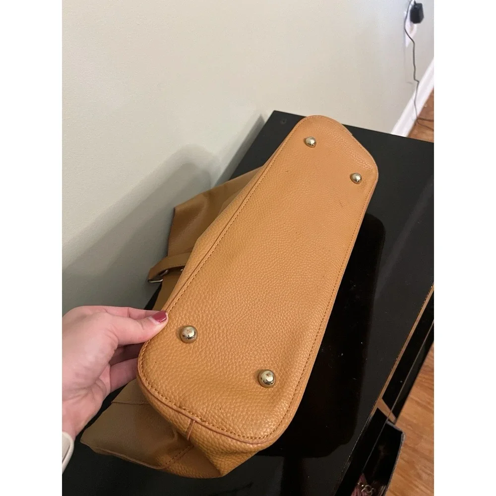Charming Charlie Work Tote Laptop Shoulder Bag Caramel Travel Women Accessories